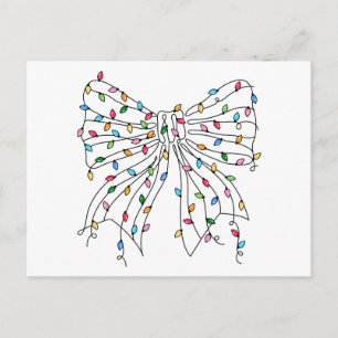 Carte Postale Lumières de Noël en forme de nœud coquet