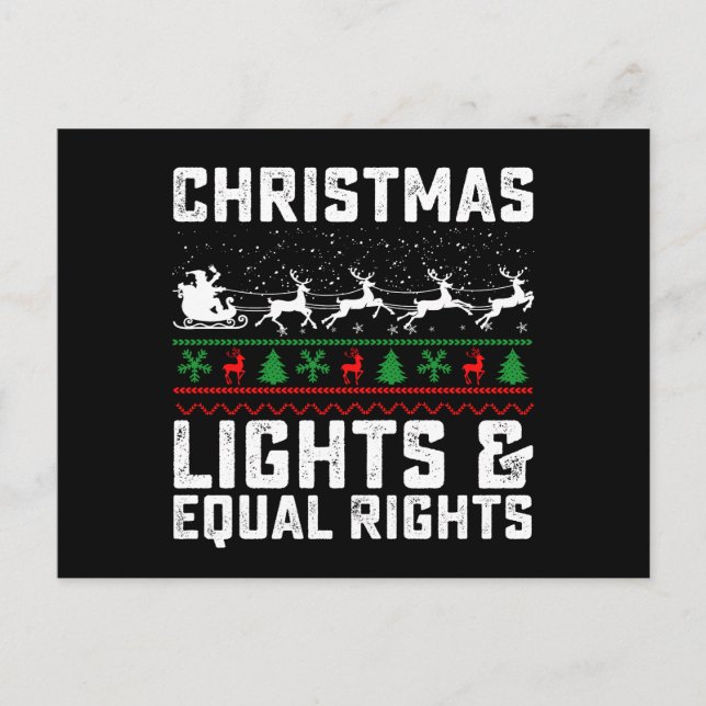 Carte Postale Lumières De Noël Et Égalité Des Droits Féministes (Devant)