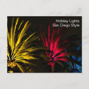 Carte Postale Lumières de Noël Palmier Holiday San Diego