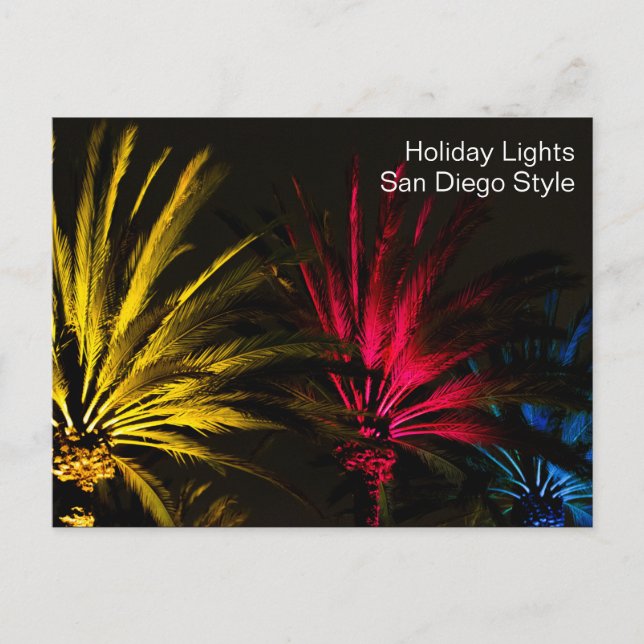 Carte Postale Lumières de Noël Palmier Holiday San Diego (Devant)
