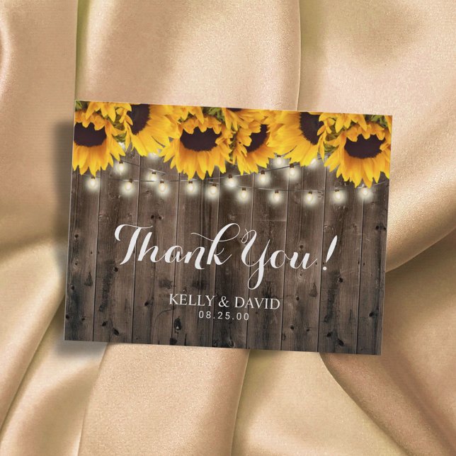 Carte Postale Lumières de tournesols de mariage de campagne Merc (Créateur téléchargé)