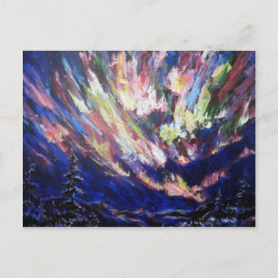 Carte Postale Lumières du Nord Aurora Peinture artistique Abstra