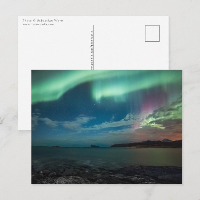 Carte Postale Lumières du Nord Sommarøy (Devant / Derrière)