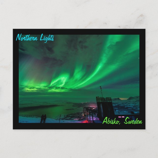 Carte Postale Lumières du Nord sur Abisko Suède (Devant)