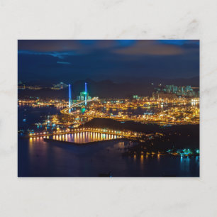 Carte Postale Lumières Skyline du port de Hong Kong la nuit