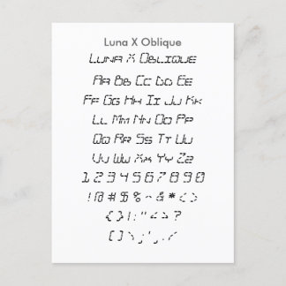 Carte Postale Luna X Oblique - Feuille d'échantillonnage de poli