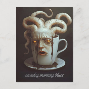 Carte Postale Lundi matin blues niveau caféine avertissement 4