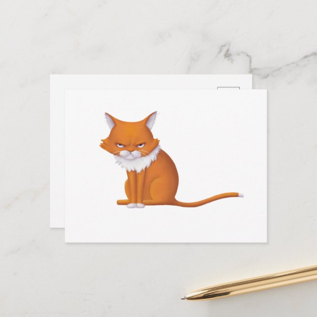 Carte Postale Lundi Matin Visage de chat (Devant/Arrière en situation)