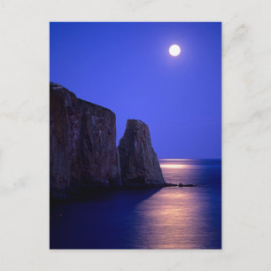 Carte Postale Lune au crépuscule   Rocher Percé Côte Gaspésie Qu