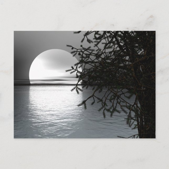 Carte Postale Lune au-dessus de l'eau (Devant)