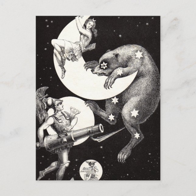Carte Postale Lune céleste ciel Univers Dieu Nuit Illustration (Devant)