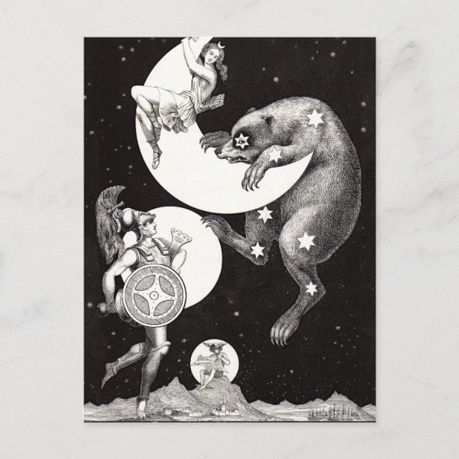 Carte Postale Lune céleste ciel Univers Dieu Nuit Illustration (Devant)