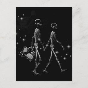 Carte Postale Lune de miel X-Ray Skeleton Nouveaux mariés - B&W