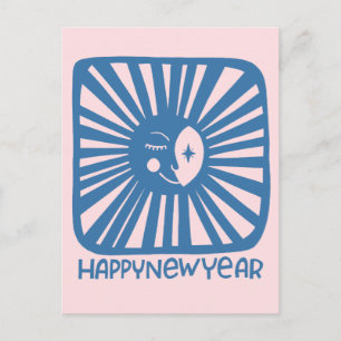 Carte Postale Lune de Teinte Joyeuse BONNE ANNÉE Personnalisez-l