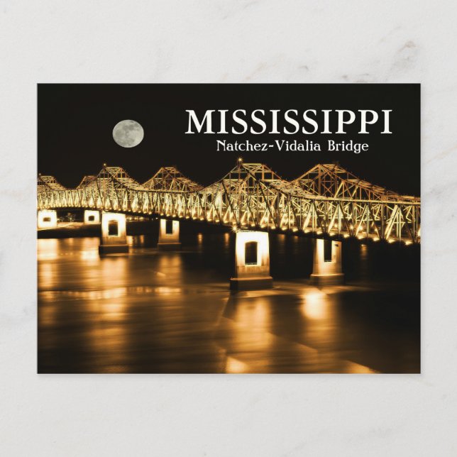 Carte Postale Lune d'or du pont Mississippi Natchez-Vidalia (Devant)