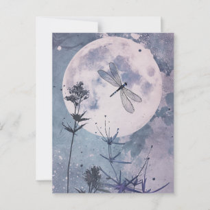 Carte Postale Lune et libellules