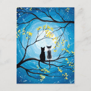 Carte Postale Lune lunaire avec chats