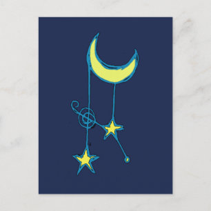 Carte Postale Lune lunaire et étoiles