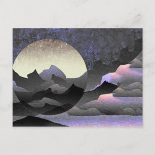 Carte Postale Lune lunaire et montagnes Art Abstrait