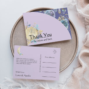 Carte Postale Lune lunaire lunaire Merci pourpre