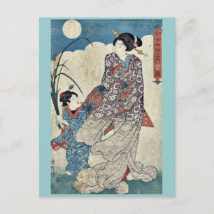 Carte Postale Lune par Utagawa, Kunisada Ukiyoe
