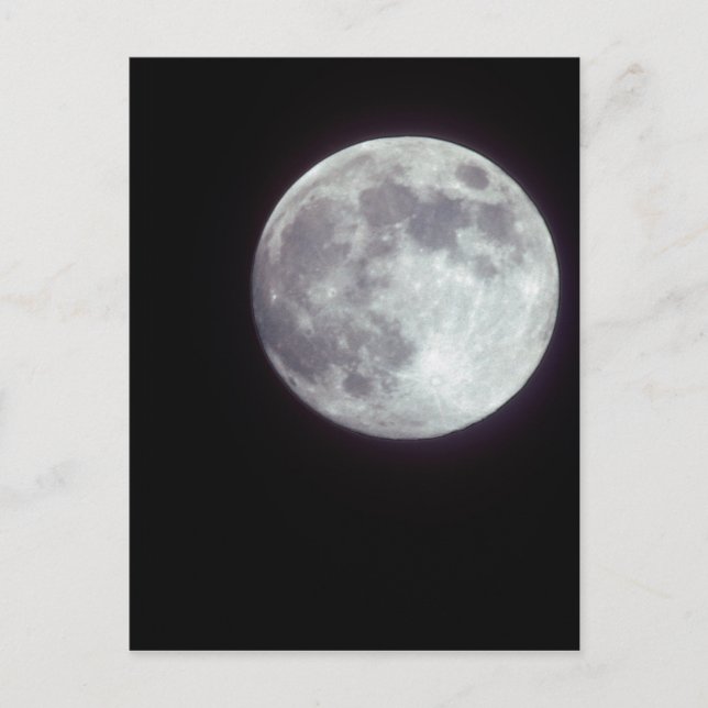 Carte Postale Lune pleine et brillante dans un ciel noir. (Devant)