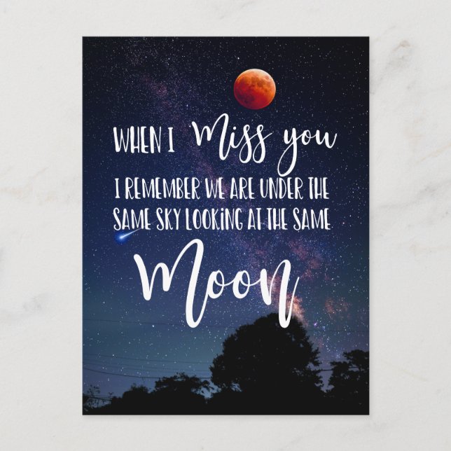 Carte Postale Lune quand tu me manques famille longue distance (Devant)