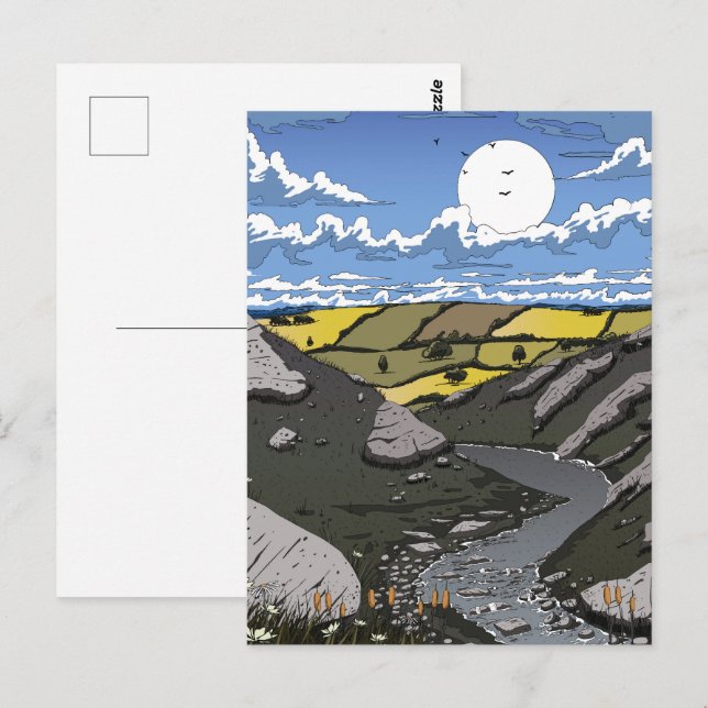 Carte Postale Lune sur la vallée (Devant / Derrière)
