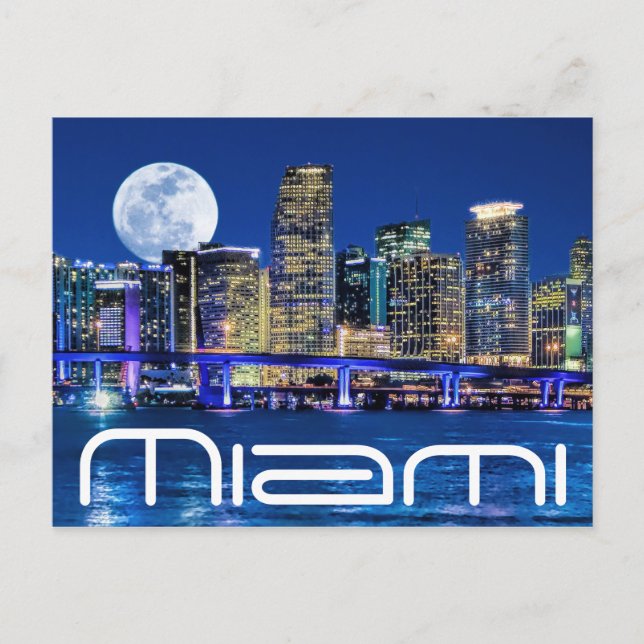CARTE POSTALE LUNE SUR MIAMI. (Devant)