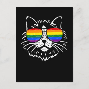 Carte Postale Lunettes de soleil arc-en-ciel de fierté LGBTQ Cha
