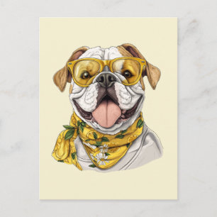 Carte Postale Lunettes de soleil de Bulldog anglais mignon Citro
