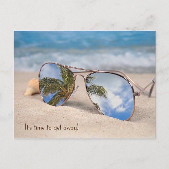 Carte Postale lunettes de soleil de voyage tropical réflexion (Devant)