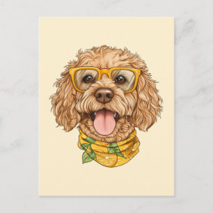 Carte Postale Lunettes de soleil pour chien Goldendoodle mignon 