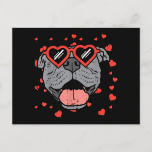 Carte Postale Lunettes de visage Pitbull Valentines Jour Animaux