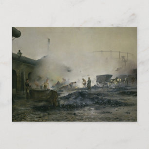 Carte Postale L'usine de gaz de Courcelles, 1884