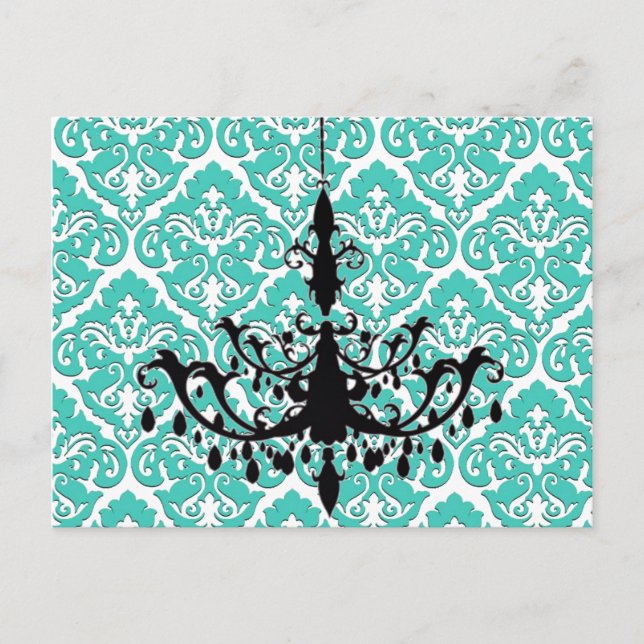 Carte Postale Lustre Silhouette Turquoise Damas (Devant)