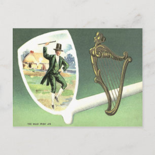 Carte Postale Luth de Leprechaun d'Erin Tuyau en Terre Jig