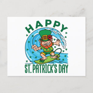 Carte Postale Lutin surfeur Hawaïen Saint-Patrick