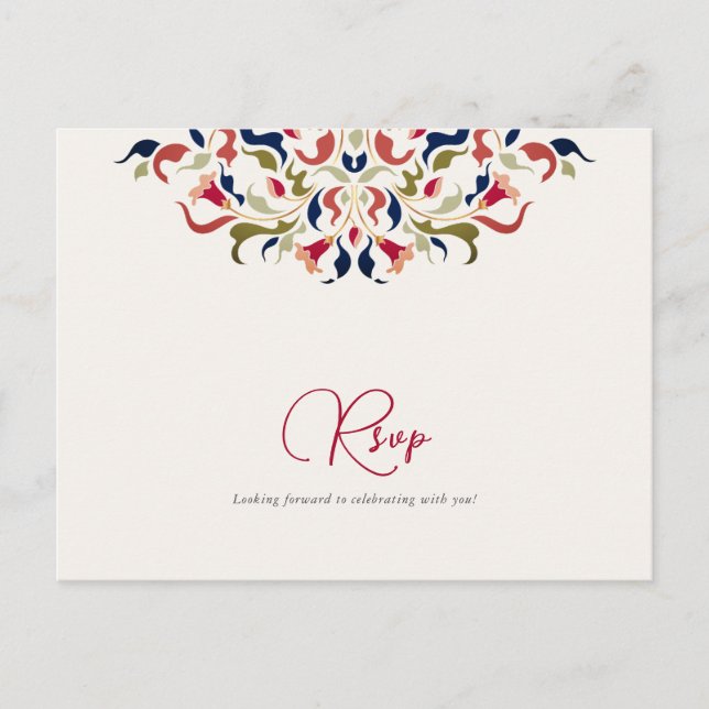 Carte Postale Luxe Artistique Botanique Floral Mariage Paisley (Devant)