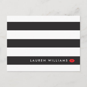 Carte Postale Luxe Black/White Stripes Rouge Lips maquillage Art