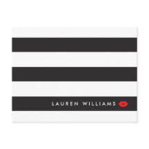 Luxe Black/White Stripes Rouge Lips maquillage Art