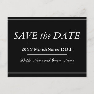 Carte postale luxueuse et élégante "SAVE the DATE"