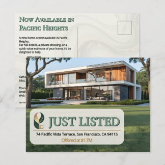 Carte Postale Luxury Just Listed Realtor Photo Sage Gold Marble