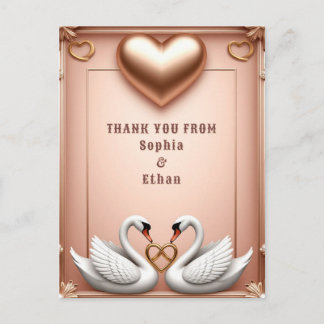 Carte Postale 💍 Luxury Swan Rose Gold Wedding 💍