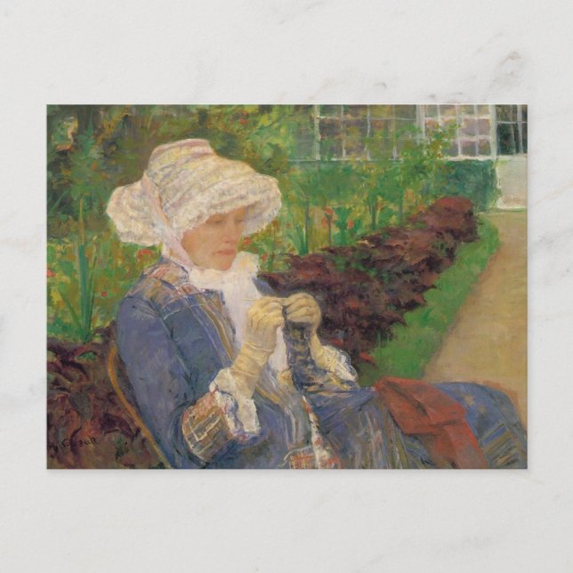 Carte Postale Lydia Crocheting dans le Jardin de Marly, Mary Cas (Devant)