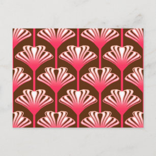 Carte Postale Lys Art déco, Brown foncé et rose corail