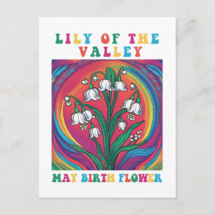 Carte Postale Lys de la vallée mai naître Mois Fleur Boho