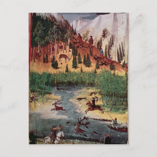 Carte Postale M5751 f.2v Maximilian I chasse au cerf (Devant)