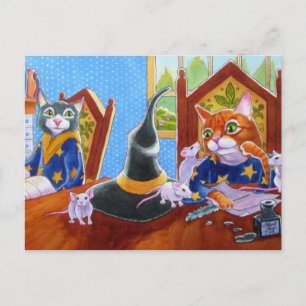 Carte Postale M est pour les chats magiques