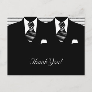 Carte Postale M. et M. Suit et Cravate Gay Mariage Merci